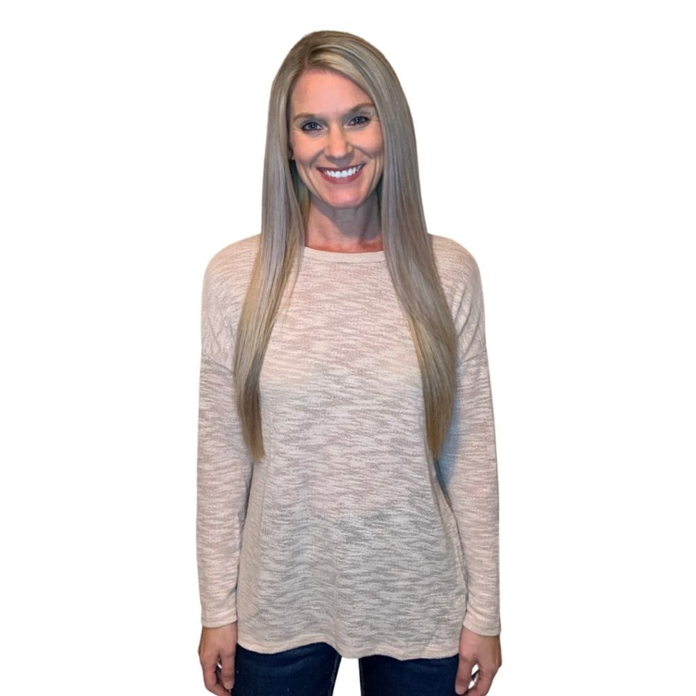 Open Back Long Sleeve Knit Top Dusty Pink